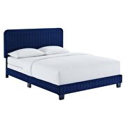Navy finish channel tufted performance velvet queen bed by Modway additional picture 2