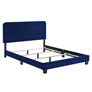 Navy finish channel tufted performance velvet queen bed by Modway additional picture 3