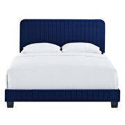 Navy finish channel tufted performance velvet queen bed by Modway additional picture 6