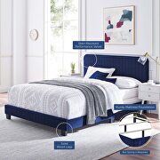 Navy finish channel tufted performance velvet full bed by Modway additional picture 6