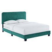 Teal finish channel tufted performance velvet queen bed by Modway additional picture 2