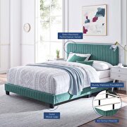 Teal finish channel tufted performance velvet queen bed by Modway additional picture 7