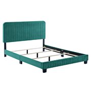 Teal finish channel tufted performance velvet king bed additional photo 3 of 7