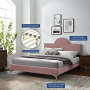 Dusty rose performance velvet upholstery queen bed by Modway additional picture 9