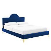 Navy performance velvet upholstery queen bed by Modway additional picture 2