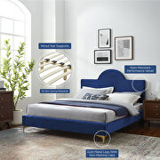 Navy performance velvet upholstery queen bed by Modway additional picture 9