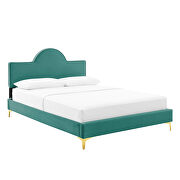 Teal performance velvet upholstery queen bed by Modway additional picture 2