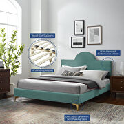 Teal performance velvet upholstery queen bed by Modway additional picture 9