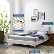 White performance velvet upholstery queen bed by Modway additional picture 9