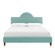 Performance velvet upholstery queen bed in mint by Modway additional picture 5