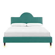 Performance velvet upholstery queen bed in teal by Modway additional picture 5