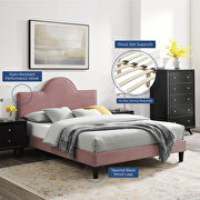 Performance velvet upholstery queen bed in dusty rose finish by Modway additional picture 9