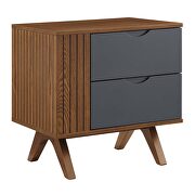 Walnut/ gray finish contemporary modern design nightstand by Modway additional picture 2