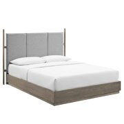 Oak light gray finish upholstered platform queen bed by Modway additional picture 2