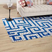 Geometric maze area rug in ivory/ light gray/ blue by Modway additional picture 5