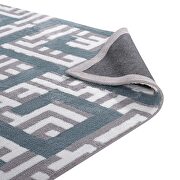 Ivory/ light gray/ sky blue finish geometric maze area rug by Modway additional picture 4