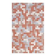 Coral/ light blue finish interlocking block mosaic area rug by Modway additional picture 2