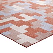 Coral/ light blue finish interlocking block mosaic area rug by Modway additional picture 3