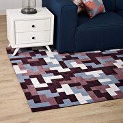 Interlocking block mosaic area rug in red/ light blue by Modway additional picture 7