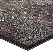 Ornate turkish vintage area rug in dark brown and silver blue by Modway additional picture 4