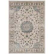 Distressed vintage persian medallion area rug in teal and beige by Modway additional picture 8