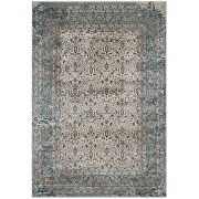 Distressed vintage floral lattice area rug in teal, brown and beige by Modway additional picture 8