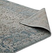 Teal, brown and beige distressed vintage floral lattice area rug by Modway additional picture 5