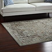 Distressed vintage floral lattice area rug in brown and silver blue by Modway additional picture 2