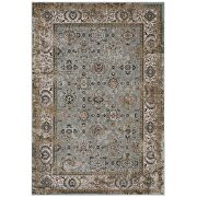 Distressed vintage floral lattice area rug in silver blue, beige and brown by Modway additional picture 8