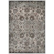 Distressed vintage floral lattice area rug in silver blue/ beige and brown by Modway additional picture 2