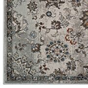 Distressed vintage floral lattice area rug in silver blue/ beige and brown by Modway additional picture 3