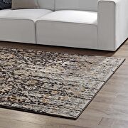 Distressed diamond floral lattice area rug in black and beige by Modway additional picture 3