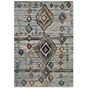 Distressed moroccan tribal abstract diamond area rug in silver blue, beige and brown by Modway additional picture 8
