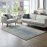 Distressed contemporary floral lattice area rug in teal, beige and brown by Modway additional picture 2