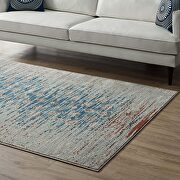 Teal, beige and brown distressed contemporary floral lattice area rug by Modway additional picture 3