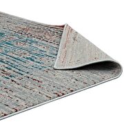 Teal, beige and brown distressed contemporary floral lattice area rug by Modway additional picture 5