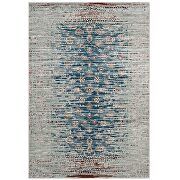 Teal, beige and brown distressed contemporary floral lattice area rug by Modway additional picture 8