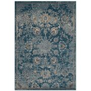 Distressed floral persian medallion area rug in silver blue, teal and beige by Modway additional picture 2