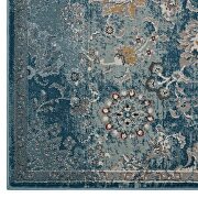 Silver blue, teal and beige distressed floral persian medallion area rug by Modway additional picture 3