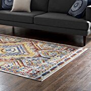 Multicolored distressed southwestern aztec stain resistant area rug by Modway additional picture 2