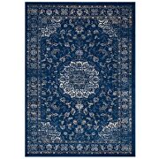 Distressed vintage persian medallion area rug in moroccan blue, beige and ivory by Modway additional picture 2