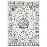 Distressed vintage persian medallion area rug in moroccan blue and ivory by Modway additional picture 7