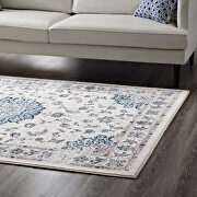Distressed finish vintage persian medallion area rug in moroccan blue and ivory by Modway additional picture 2