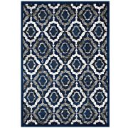 Rustic vintage moroccan trellis area rug in ivory, moroccan blue and brown by Modway additional picture 7