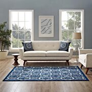 Rustic vintage moroccan trellis area rug in ivory, moroccan blue and beige by Modway additional picture 4