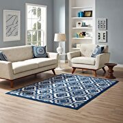 Rustic vintage moroccan trellis area rug in ivory, moroccan blue and beige by Modway additional picture 5