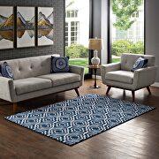 Transitional moroccan trellis area rug in morcoccan blue and ivory by Modway additional picture 2