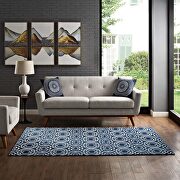 Transitional moroccan trellis area rug in morcoccan blue and ivory by Modway additional picture 3