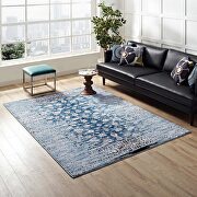 Distressed floral lattice contemporary area rug in moroccan blue by Modway additional picture 2