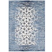 Distressed floral lattice contemporary area rug in moroccan blue and ivory by Modway additional picture 7